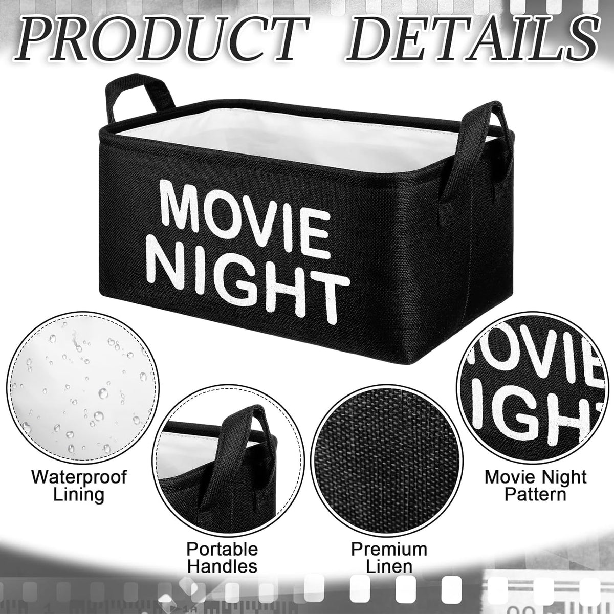 Snack Bar Organizer Basket, Burlap Fabric Snack Storage Holder with Waterproof Lining & Handles, Collapsible Bar Station Organizer Bin for Kitchen Pantry Cabinet Home Movie Night Party