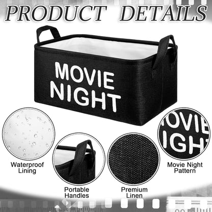Snack Bar Organizer Basket, Burlap Fabric Snack Storage Holder with Waterproof Lining & Handles, Collapsible Bar Station Organizer Bin for Kitchen Pantry Cabinet Home Movie Night Party