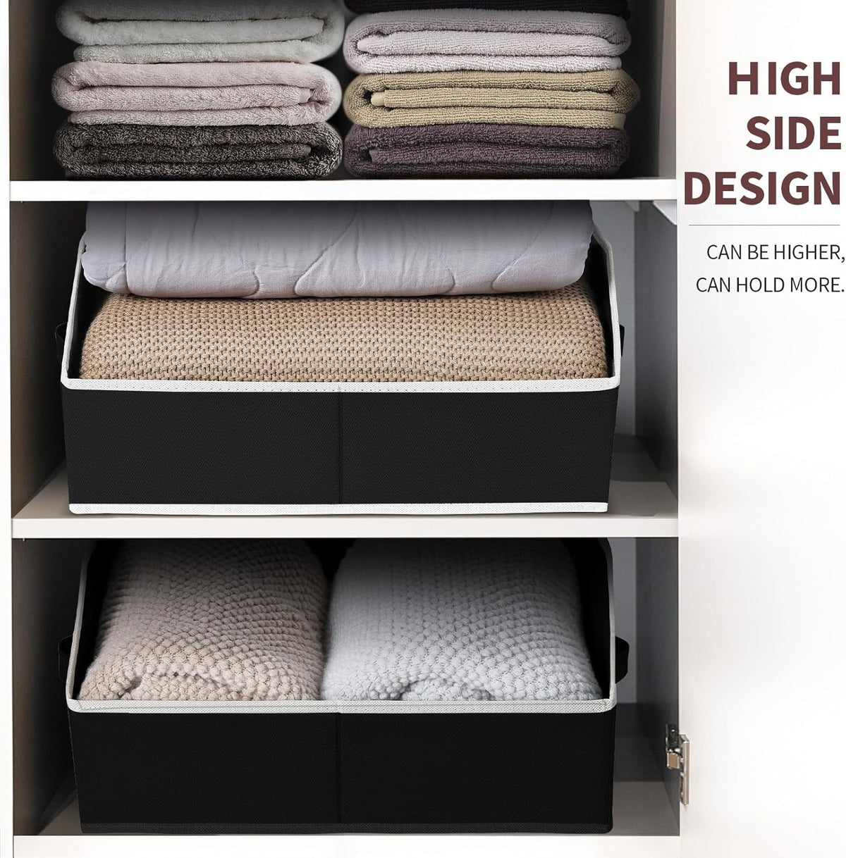 Homsorout Closet Organizers Bins 6 Packs - Large Closet Shelf Organizer with Handles, Fabric Trapezoid Storage Bins, Collapsible Storage Cubes for Clothes, Towels, Light Gray