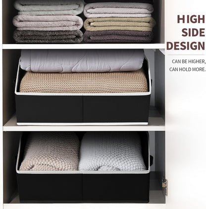 Homsorout Closet Organizers Bins 6 Packs - Large Closet Shelf Organizer with Handles, Fabric Trapezoid Storage Bins, Collapsible Storage Cubes for Clothes, Towels, Light Gray