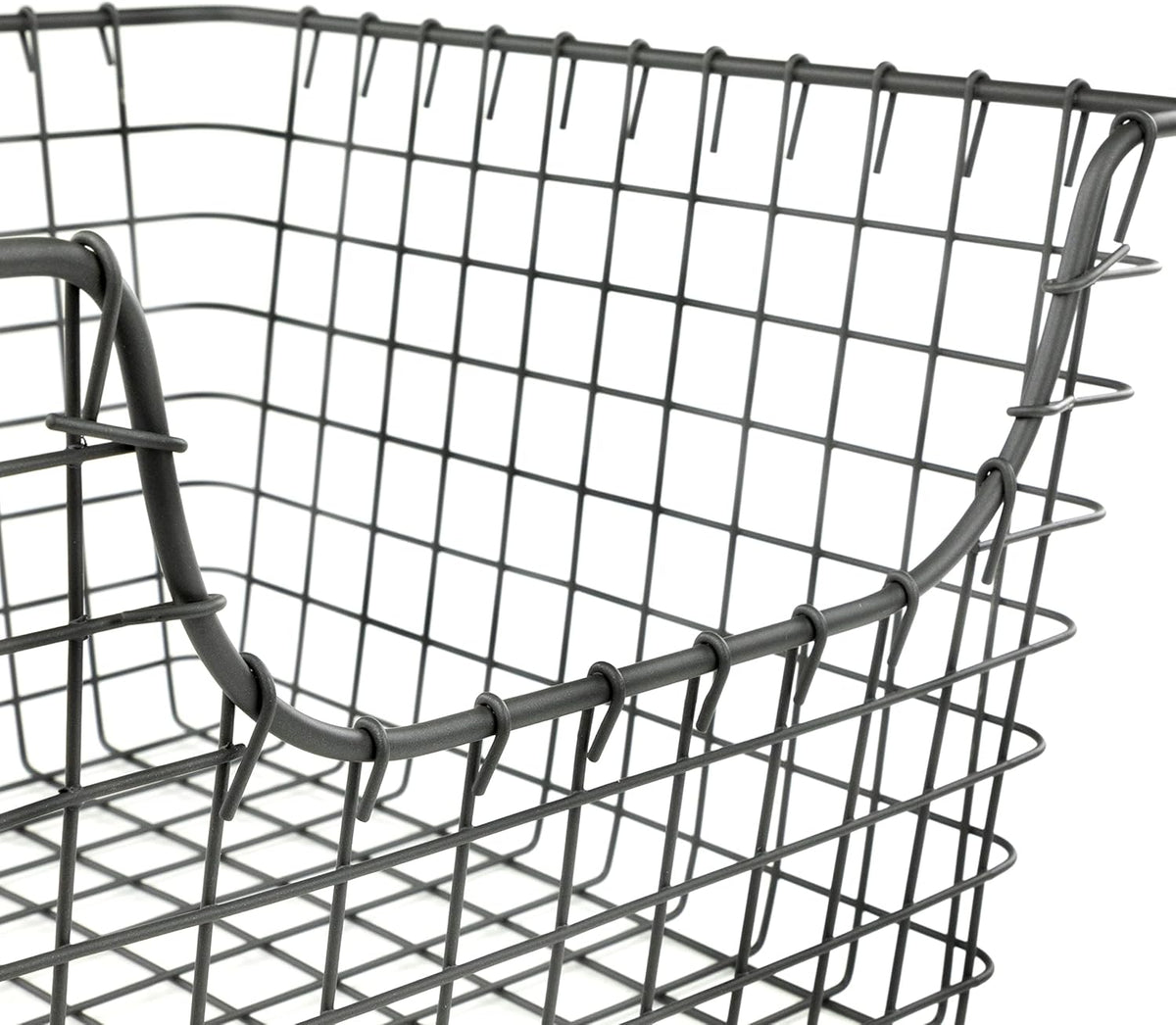Spectrum Wire Scoop Basket Storage Bin Industrial Gray Medium Metal Wire Basket Organizer for Kitchen Pantry Wire Storage Bins, Heavy Duty Rectangle Wire Storage for Kitchen Organization