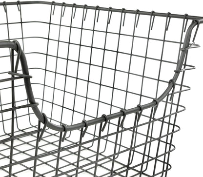Spectrum Wire Scoop Basket Storage Bin Industrial Gray Medium Metal Wire Basket Organizer for Kitchen Pantry Wire Storage Bins, Heavy Duty Rectangle Wire Storage for Kitchen Organization