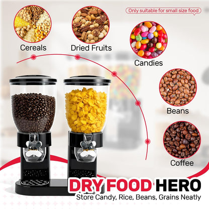 Triple Cereal Dispenser Countertop 2L, Airtight Cereal Containers Storage, Large Capacity Total 6L for Kitchen Pantry, Rotating Dry Food Dispenser for Candy, Nut, Coffee Beans, White