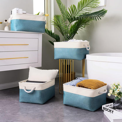 Fabric Storage Bins 12x8x5 inch [6-Pack] with Rope Handles - Decorative Baskets for Organizing