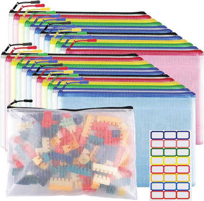 YOPCDJ Mesh Zipper Pouch Bags A4 Zipper Bags for Classroom Organization, Waterproof Document Zipper Pouches for Cosmetics, Travel Storage File Bags for Office Supplie