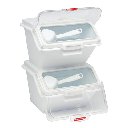 Rubbermaid Commercial Products ProSave Shelf Food Ingredient Bin with Scoop 40-Cup White Kitchen Food Storage Sugar/Grains/Rice/Baking Supplies