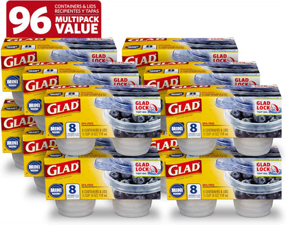 Glad GladWare XL Square Food Storage Containers with Lock Tight Lids, BPA-Free Family Size Plastic Containers for Leftovers, Meal Prep, and Freezer Storage, Dishwasher Safe, 104 Oz
