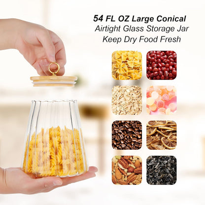 FANTESTICRYAN Glass Coffee Nuts Canister Airtight Storage Jar Petal Decorative Container with Bamboo Lid Metal Handle Easy to Grasp 700ml, 23 FL OZ