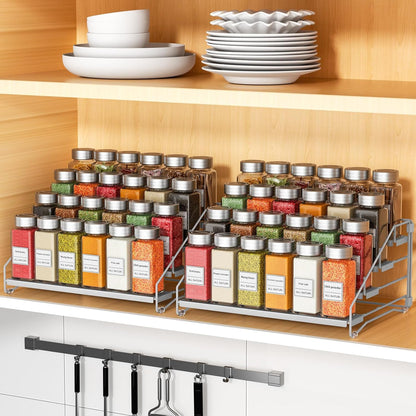 RCHYFEED Spice Rack Organizer for Cabinet Pantry,4 Tier Spice Rack Countertop, Depth Adjustable Spice Organization for Cabinet,Tierd Seasoning Organizer for Cabinet(Black) | for Cabinet Pantry