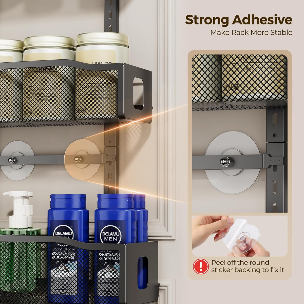 Delamu 8 Tier Over the Door Pantry Organizer, 2in1 Hanging or Wall Mount Spice Rack Seasoning, Adjustable Heavy-Duty Narrow Pantry Door Organizer and Storage for Kitchen Cabinet and Bathroom,12" White