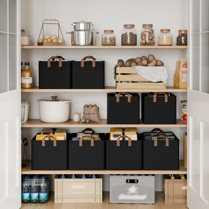 StorageWorks Storage Bins, Shelves Baskets for Organizing, Fabric Closet Organizers with Handles, Metal Frame, Beige-Cotton-linen, 2-Pack