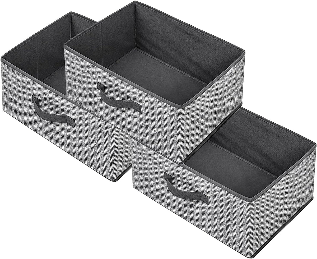 Storage Baskets, 11-Inch Woven Fabric Bins, Storage Cubes with Reinforced Handles, Organizer Bins for Closet Shelves, Foldable, for Toys, Clothes, Natural Beige (3PCS/Beige-11*11*7.8inch)