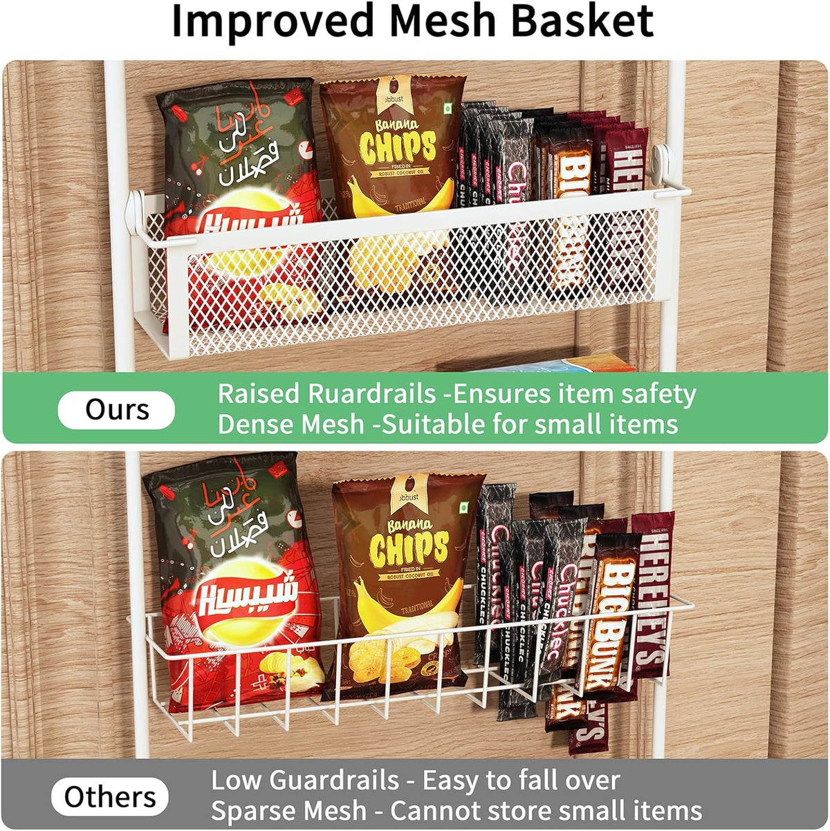 Over the Door Pantry Organizer, 6-Tier Pantry Door Organization and Storage, Over the Door Spice Rack, Home & Kitchen Storage Shelves for Cabinet, Black
