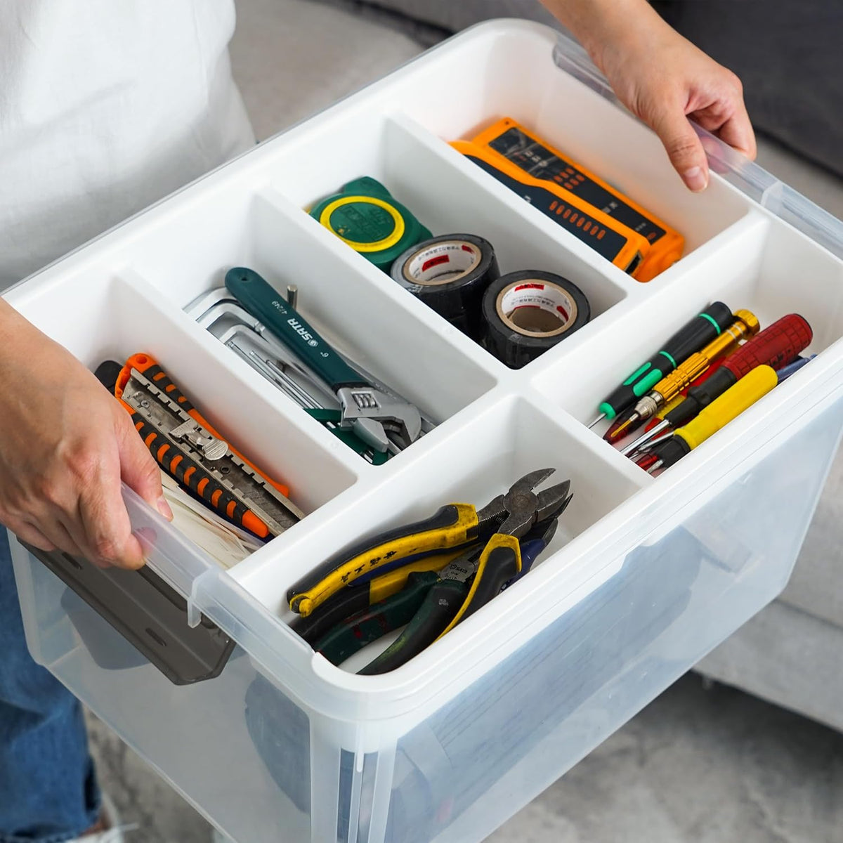 Citylife 17 QT Plastic Storage Box with Removable Tray Craft Organizers and Storage Clear Storage Container for Organizing Bead, Tool, Sewing, Playdoh