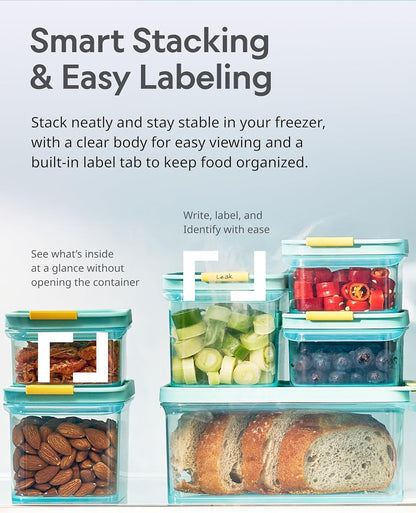 LocknLock Freezer Fit Plastic Freezer Containers | Airtight Stackable Food Storage for Meal Prep | Microwave & Dishwasher Safe | BPA Free Freezer Container with Lid, 2.2L