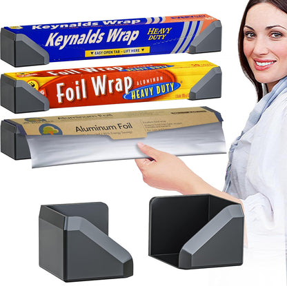 Skywin Adhesive Foil and Plastic Wrap Organizer Includes 2 Holders, Fits Box Width up to 2.4in/61mm, Heavy Duty Aluminum Foil Organization and Storage (White)