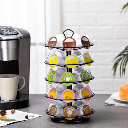 FlagShip K cup Holder Carousel 3 Tier for Keurig Pod Holder Metal DIY Install Small for K-cup Storage Stand 21 K Pod Storage