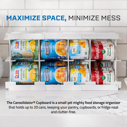 Shelf Reliance Cansolidator Pantry Plus - Can Organizer for Pantry, Stackable Soda Can Storage for Kitchen, Holds 60 Cans of Food or Soda