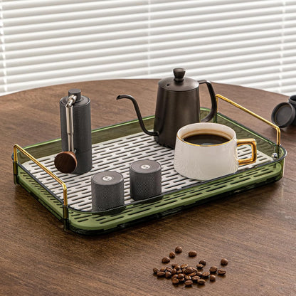 Seoneiro Whiskey Tray, Glass Cup Rack, Mug Holder, Coffee Cup Organizer, Bathroom Countertop Organizer with Drain Board Wine Glass Decorative, Food Tray, Kitchen Spice Rack