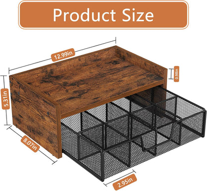 YINMIT Tea Bag Organizer, Tea Bag Holder with Drawer, Wood Tea Box Organizers and Storage Chest, Tea Station Chest Display for Countertop Kitchen, Office
