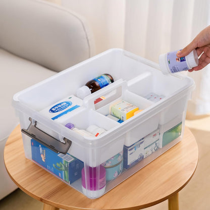 Citylife 17 QT Plastic Storage Box with Removable Tray Craft Organizers and Storage Clear Storage Container for Organizing Bead, Tool, Sewing, Playdoh