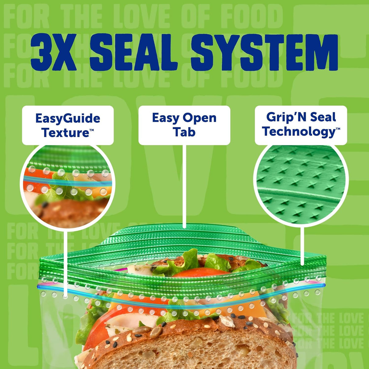 Ziploc Sandwich and Snack Bags with EasyGuide Texture, Plastic Storage Bags with Grip 'n Seal Technology, 270 Bags Total