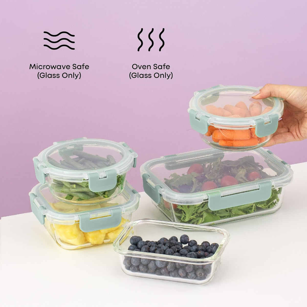 JoyJolt 24pc Borosilicate Glass Storage Containers with Lids | 12 Airtight/Freezer Safe Food Storage Containers for Pantry and Kitchen | Meal Prep Container for Lunch | Glass Tupperware Set