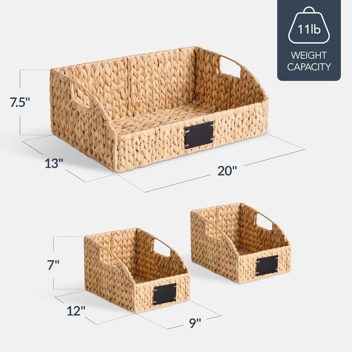 Best Choice Products Water Hyacinth Pantry Storage Baskets, Wicker Baskets w/Built-in Handles, Handwoven Shelf Baskets for Organizing, Pantry Organizers and Storage, 3-Pack - Natural