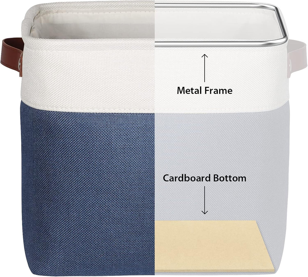 Univivi 4PC Small Fabric Storage Bins,15x6x5 inch Long Narrow Storage Baskets with PU Handles for Closet,Cabinet,Countertop Organizing Small Items (Gray,15x6x5 inch)