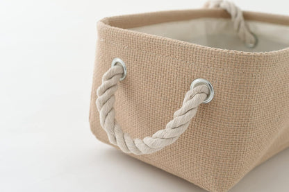 Fabric Storage Bins 12x8x5 inch [6-Pack] with Rope Handles - Decorative Baskets for Organizing