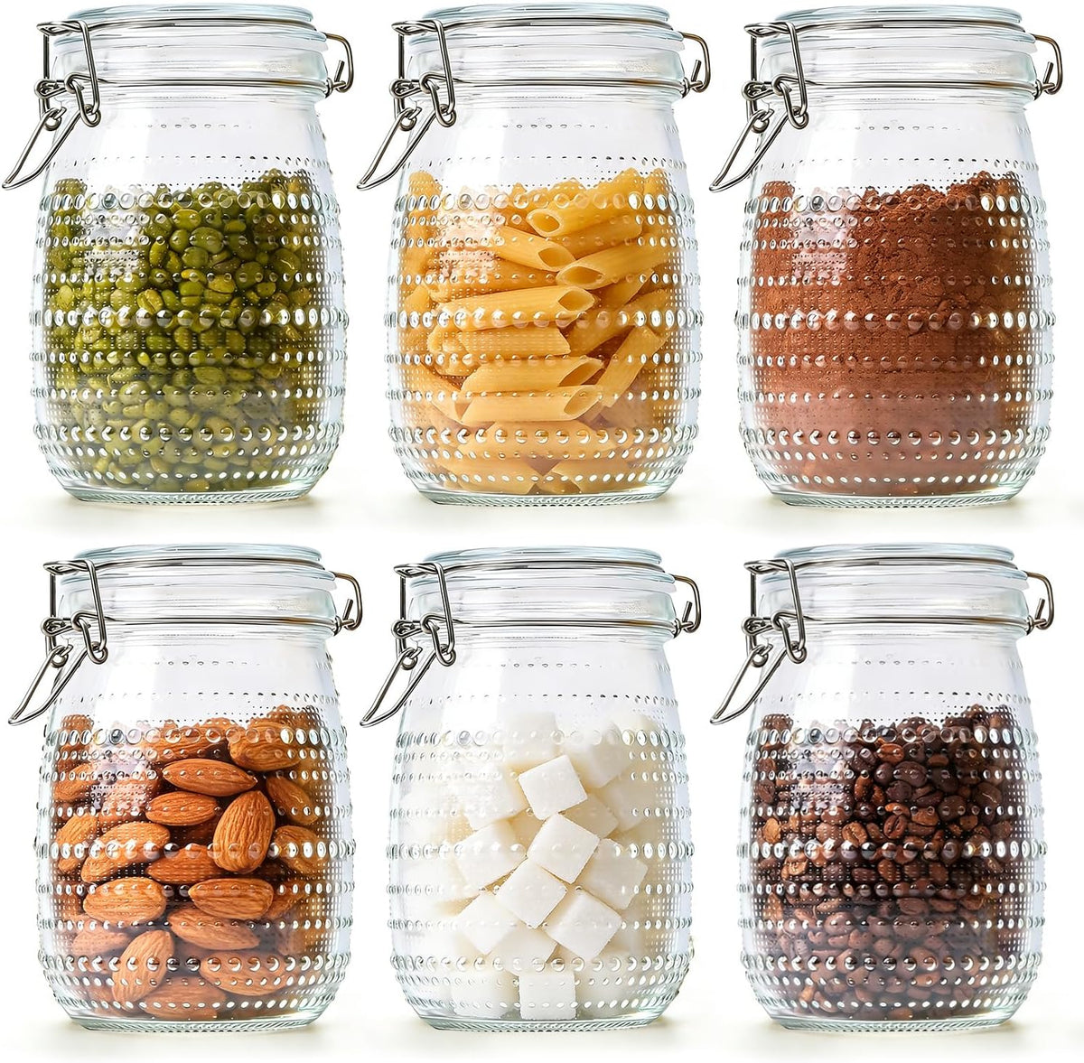 ComSaf 0.5 Gallon / 3 Pack Wide Mouth Glass Jars with Airtight Lids,Large Airtight Food Storage Containers for Pantry, Heavy-Duty Canister Set for Flour, Sugar, Cereal, Cookies, and Pet Food