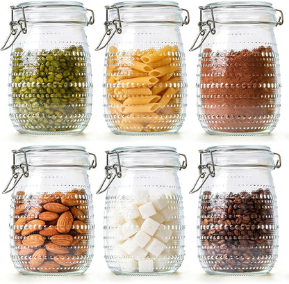 ComSaf 0.5 Gallon / 3 Pack Wide Mouth Glass Jars with Airtight Lids,Large Airtight Food Storage Containers for Pantry, Heavy-Duty Canister Set for Flour, Sugar, Cereal, Cookies, and Pet Food