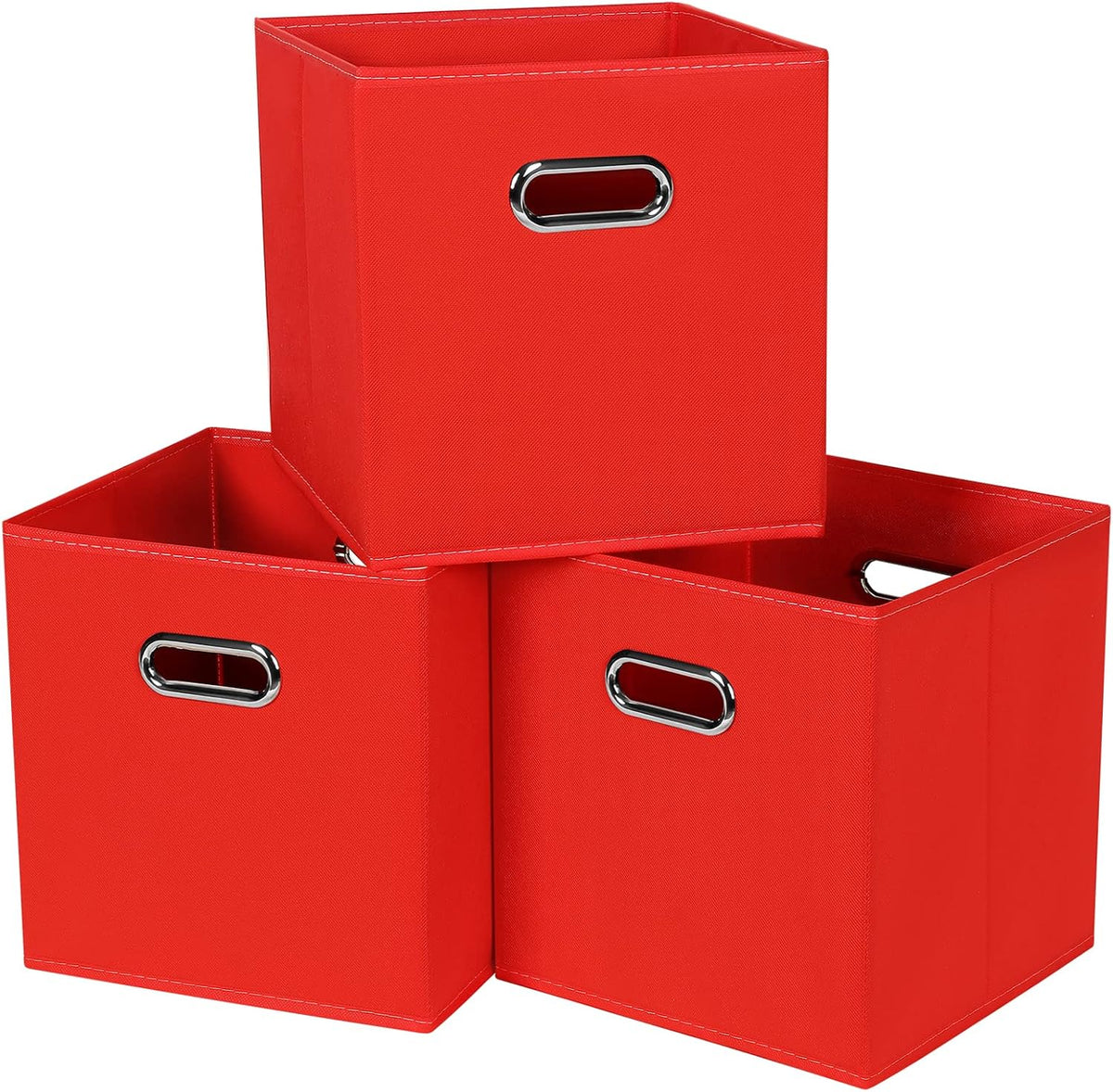 Black Fabric Cubby Storage Bins，13x13x13 Inches ，Cube Organizer Bin Foldable Storage Boxes with Dual Handles Fabric Organizer Box and collapsible Storage basket，Set of 3 ，Black