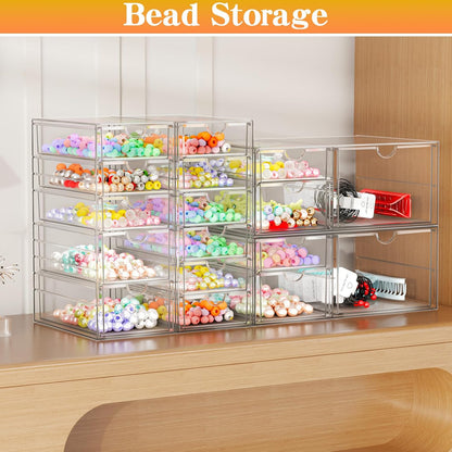 Acrylic Makeup Organizer with 13 Drawers, Bathroom Counter Organizer, Acrylic Organizers, Desk Organizer, Office Supplies, Storage Drawers for Cosmetic, Pencil, Coffee, etc 3 Pack