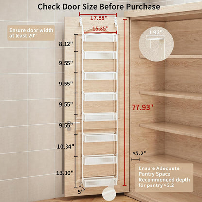Over the Door Pantry Organizer, 6-Tier Pantry Door Organization and Storage, Over the Door Spice Rack, Home & Kitchen Storage Shelves for Cabinet, Black