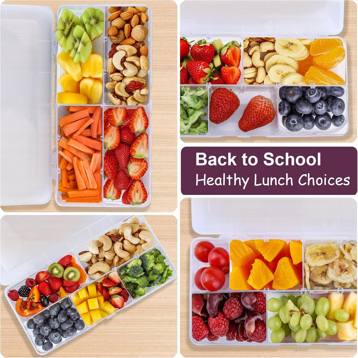 XANGNIER Snack Box Container for Kids Lunch Accessories,Divided Snackle Box Charcuterie Container,12 Compartments Reusable Food Storage Containers for School, Travel,Work,Bento Box Accessories