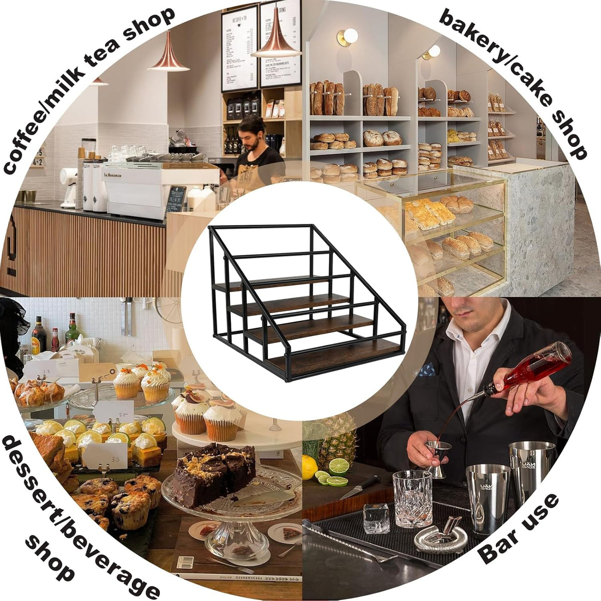 Coffee Syrup Organizer Rack, Liquor Bottle Display Shelf, Spice Racks, 4-Tier 16 Syrup Bottles Holder Stand for Coffee Bar Kitchen Small Wine Rack for Bar Family Storage for Syrup Wine Dressing