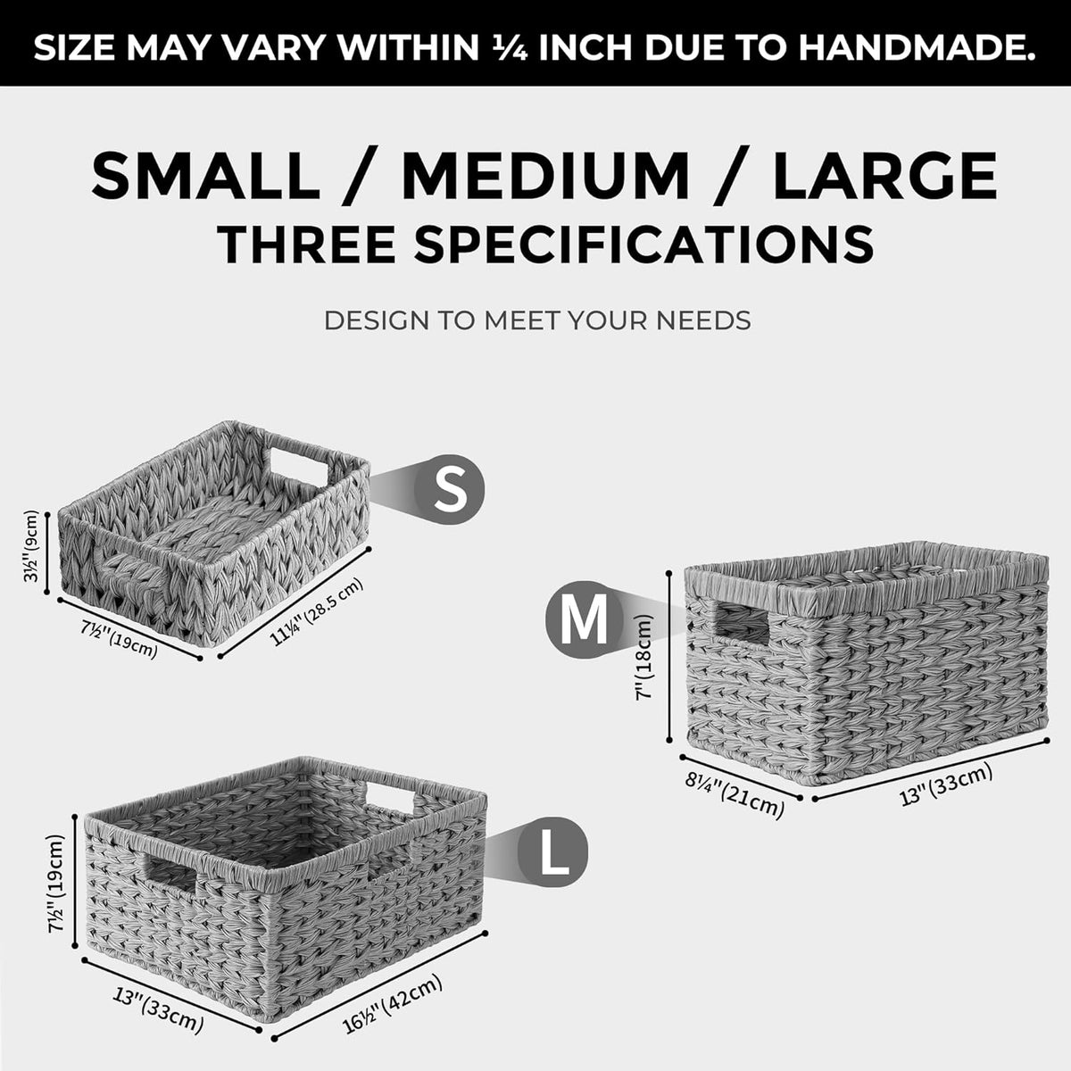 GRANNY SAYS Wicker Storage Baskets for Shelves, Wicker Baskets for Organizing, Waterproof Woven Basket for Pantry, Rectangle Basket for Shlef, Brown, 2-Pack