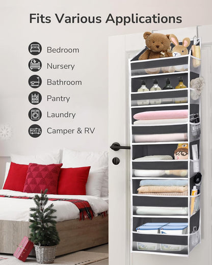 ULG Over The Door Organizer with 6 Large Pockets 12 Side Pockets, 50lbs Weight Capacity Door Hanging Organizer for Bedroom, Bathroom, Pantry, Nursery Storage, Beige