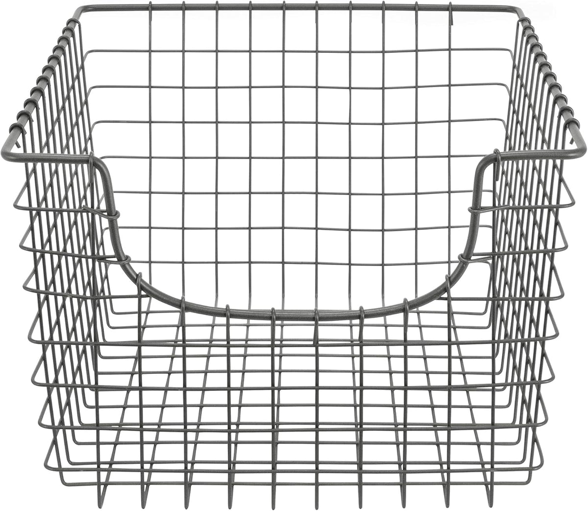 Spectrum Wire Scoop Basket Storage Bin Industrial Gray Medium Metal Wire Basket Organizer for Kitchen Pantry Wire Storage Bins, Heavy Duty Rectangle Wire Storage for Kitchen Organization