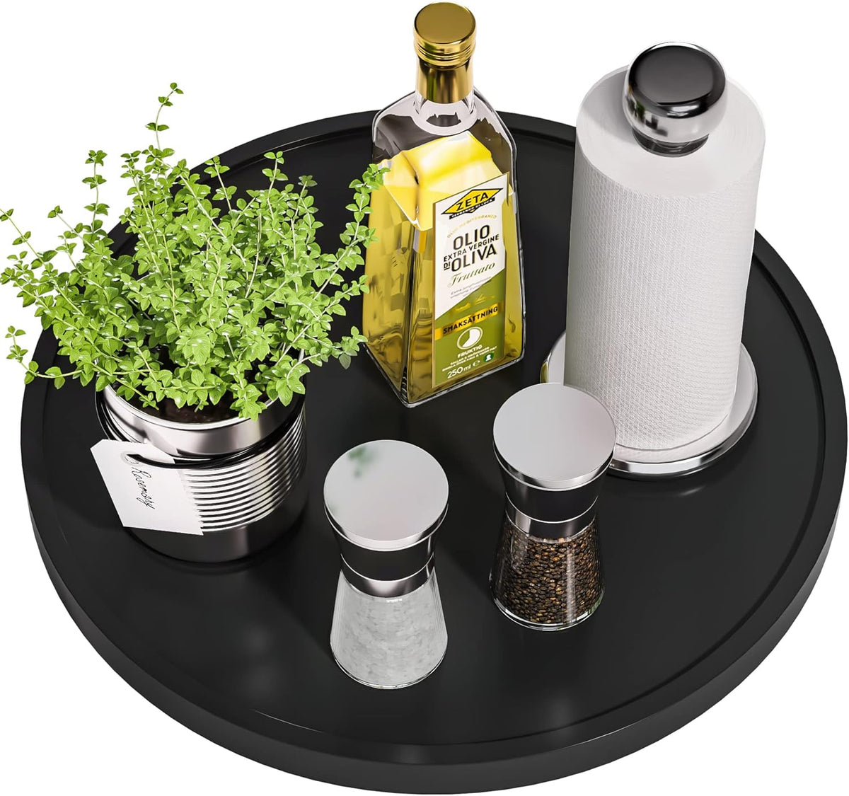 Lazy Susan Organizer, 10 Inch Non-Skid Bamboo Turntable Organizer for Salt Pepper Olive Oil and Spices Next to Stove, Wooden Lazy Susan for Table or Kitchen Countertop Organizer