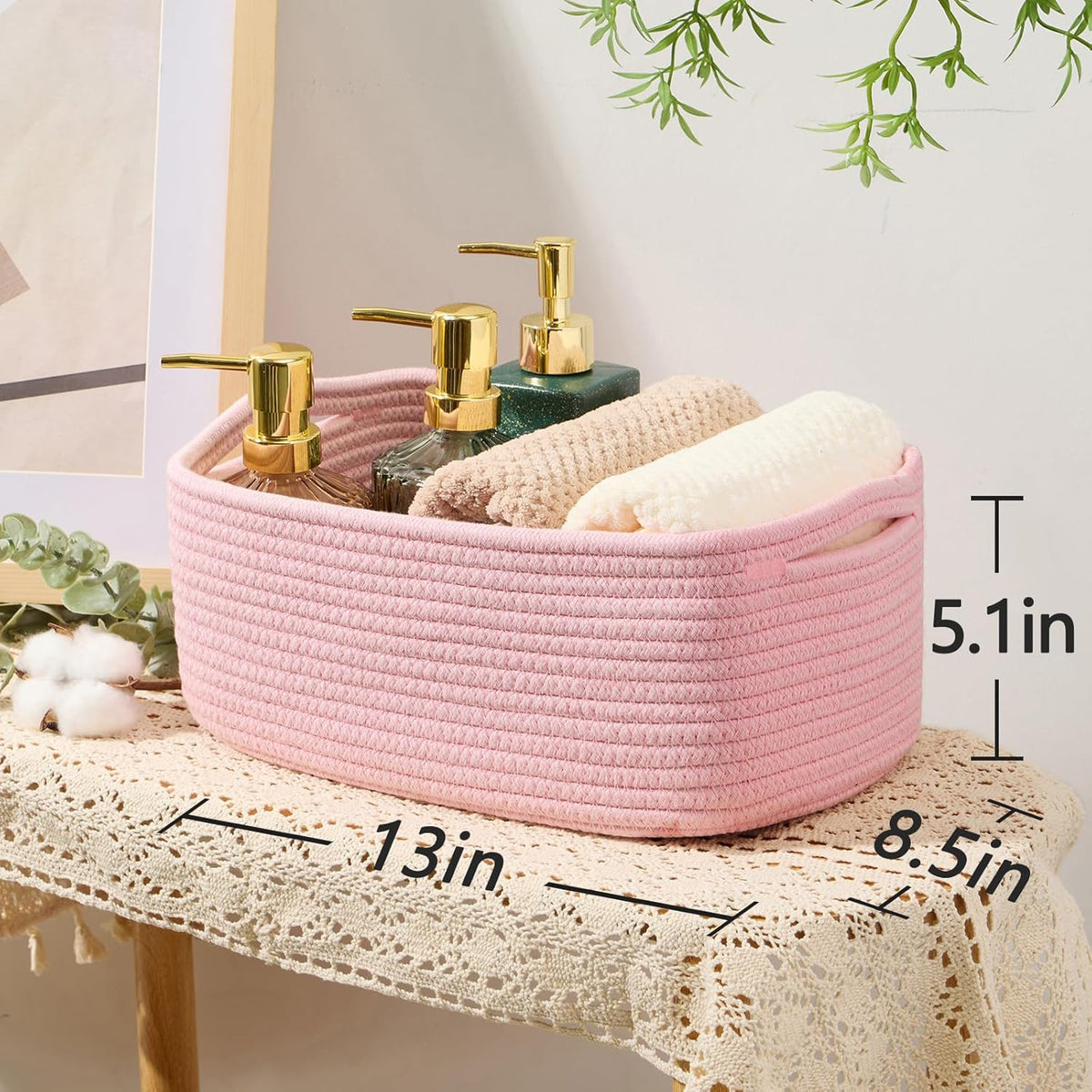 MiniArk Small Storage Baskets for Organizing | Closet Organizer Bins | Shelf Toy Basket | Woven Rope Baskets | Cube Decorative Box | Shallow Basket | L11.5xW7.5xH4.7| Brown