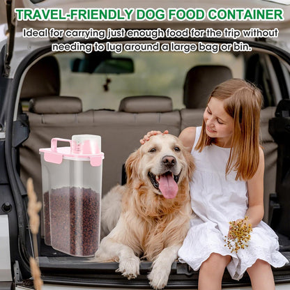 TBMax 2 Pack Cat Dog Food Storage Containers 10 to 14 Lbs, Portable Travel Pet Container Dispenser with Easy-Pouring Spout & Cup, Airtight Bird Seed Container Dog Treat Storage Bin -White
