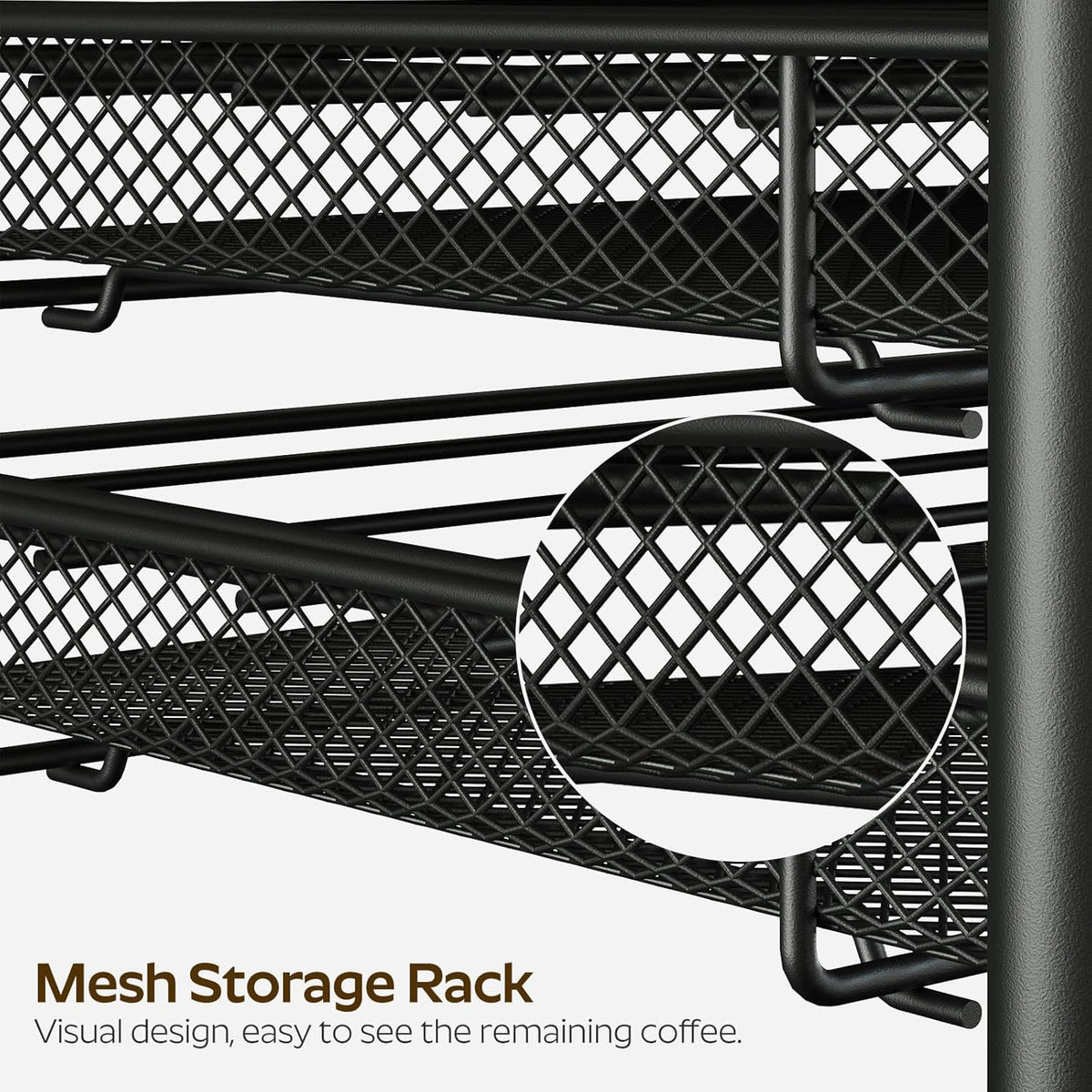 YATINEY Coffee Pod Drawer Holder, Coffee Pod Drawer for K Cup, 35 Capacity Coffee Capsules Storage Organizer, Sliding Mesh Basket, for Home Office, Kitchen, Rustic Brown KH08BRG1