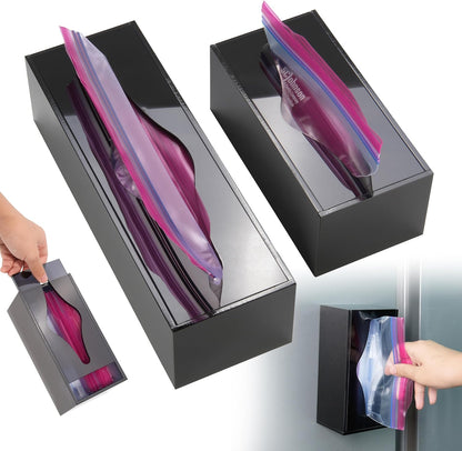 LUVCOSY Acrylic Food Bag Storage Organizer Magnetic Fridge Attachment Compatible with Ziploc Sandwich/Snack/Grip'n Seal Quart, Dispenser for Ziploc Bags, Kitchen Organization and Storage, 1 Pack