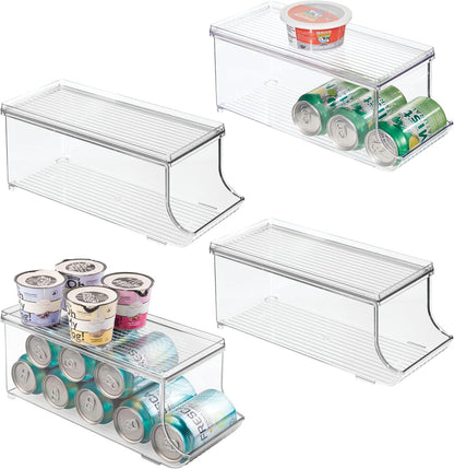 iDesign Soda Can Organizer with Lid for Pantry or Refrigerator - Set of 2 - Clear - Made in USA