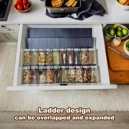 Spice Organizer for Drawer, Clear Acrylic Drawer Seasoning Organizer, Expandable From 11'' to 22'' Spice Drawer Organizer, Ideal for Kitchen Spice Organization (Jars not included)