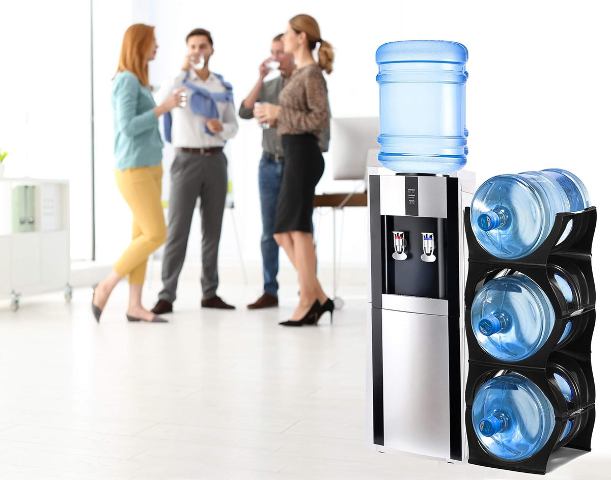 Bariboo Stackable Water Bottle Storage Rack Best Water Jugs 5 Gallon Organizer. Jug Holder for Kitchen, Cabinet and Office Organizing. Reinforced Polypropylene (Silver, 4 No Shelf)
