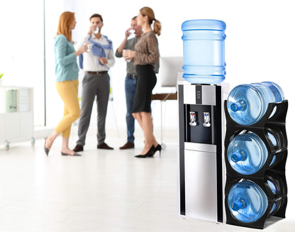 Bariboo Stackable Water Bottle Storage Rack Best Water Jugs 5 Gallon Organizer. Jug Holder for Kitchen, Cabinet and Office Organizing. Reinforced Polypropylene (Silver, 4 No Shelf)