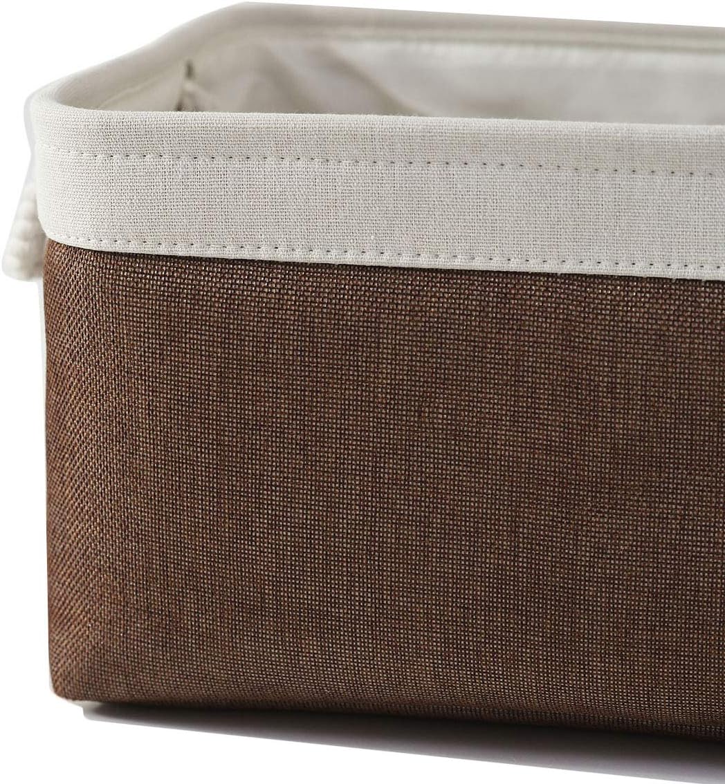Fabric Storage Bins 12x8x5 inch [6-Pack] with Rope Handles - Decorative Baskets for Organizing